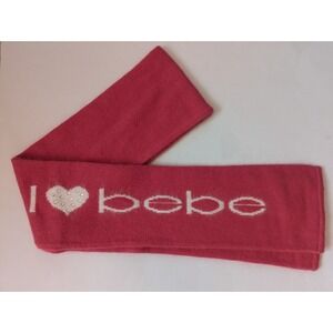 BEBE Scarf Pink White I Love 70% Angora  Rabbit Hair  6.5x 72